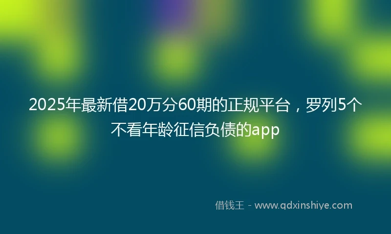 2025年最新借20万分60期的正规平台，罗列5个不看年龄征信负债的app