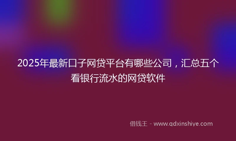 2025年最新口子网贷平台有哪些公司，汇总五个看银行流水的网贷软件