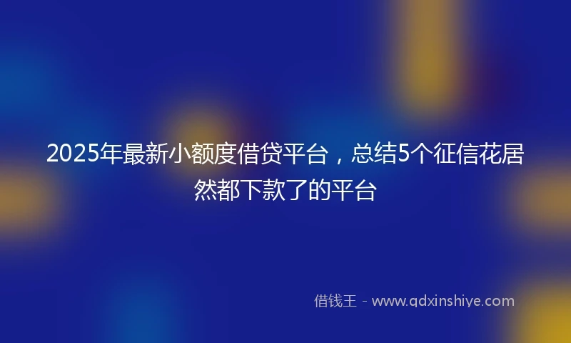 2025年最新小额度借贷平台，总结5个征信花居然都下款了的平台
