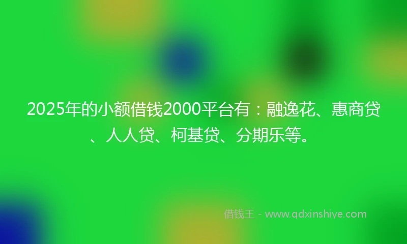 2025年的小额借钱2000平台有：融逸花、惠商贷、人人贷、柯基贷、分期乐等。