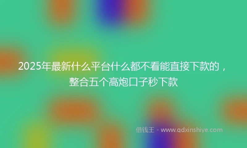 2025年最新什么平台什么都不看能直接下款的，整合五个高炮口子秒下款