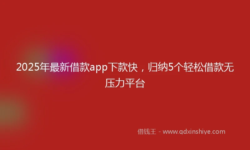 2025年最新借款app下款快，归纳5个轻松借款无压力平台