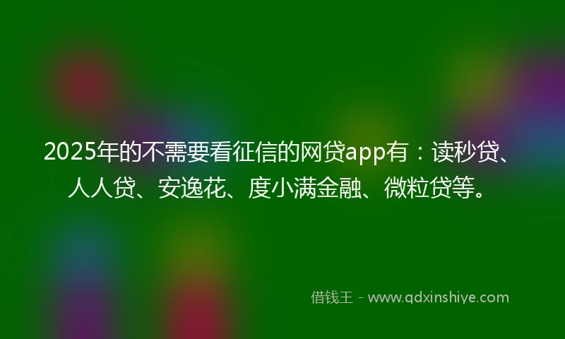 2025年的不需要看征信的网贷app有：读秒贷、人人贷、安逸花、度小满金融、微粒贷等。