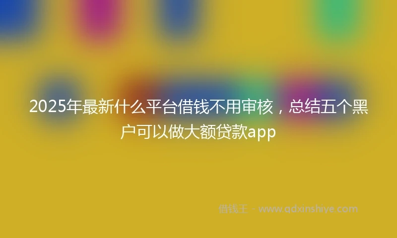 2025年最新什么平台借钱不用审核，总结五个黑户可以做大额贷款app