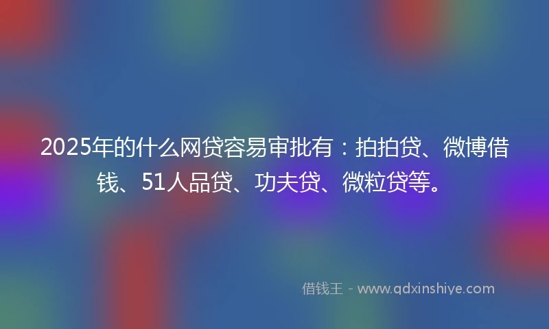 2025年的什么网贷容易审批有：拍拍贷、微博借钱、51人品贷、功夫贷、微粒贷等。