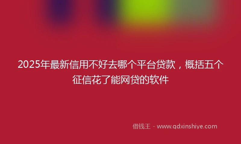 2025年最新信用不好去哪个平台贷款，概括五个征信花了能网贷的软件