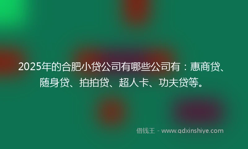 2025年的合肥小贷公司有哪些公司有：惠商贷、随身贷、拍拍贷、超人卡、功夫贷等。