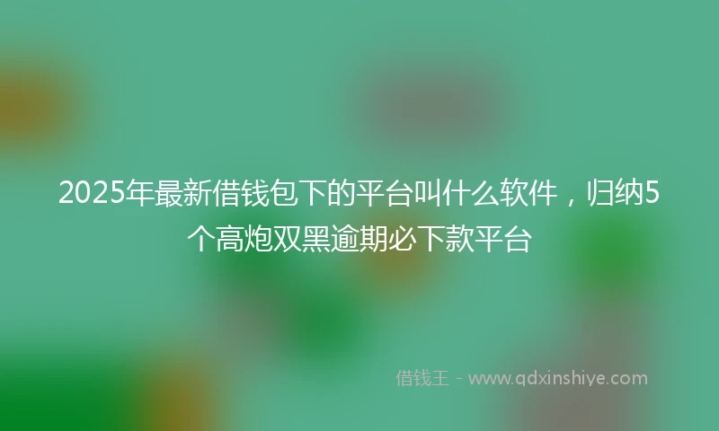 2025年最新借钱包下的平台叫什么软件，归纳5个高炮双黑逾期必下款平台