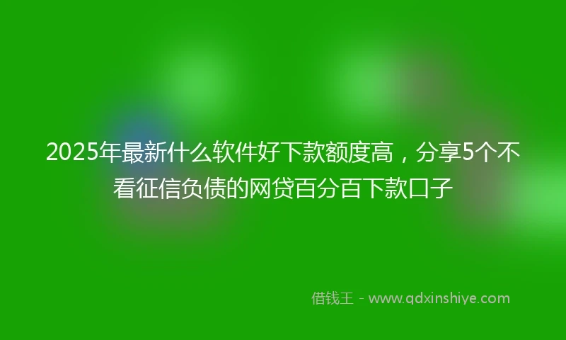2025年最新什么软件好下款额度高，分享5个不看征信负债的网贷百分百下款口子