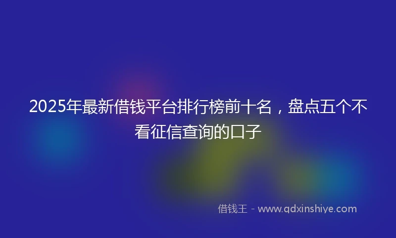 2025年最新借钱平台排行榜前十名，盘点五个不看征信查询的口子