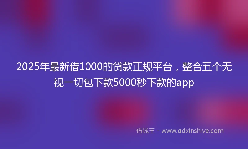 2025年最新借1000的贷款正规平台，整合五个无视一切包下款5000秒下款的app