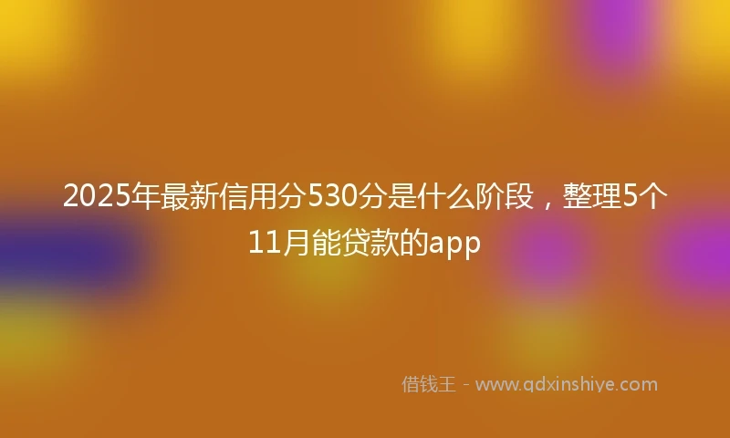 2025年最新信用分530分是什么阶段，整理5个11月能贷款的app