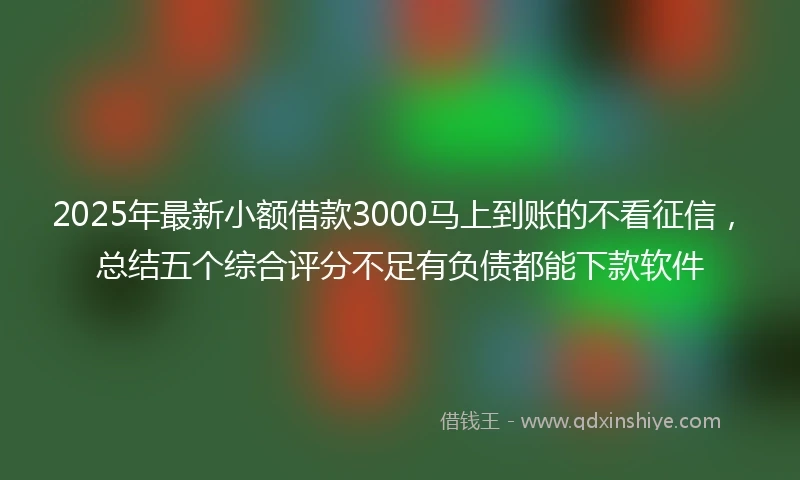 2025年最新小额借款3000马上到账的不看征信，总结五个综合评分不足有负债都能下款软件