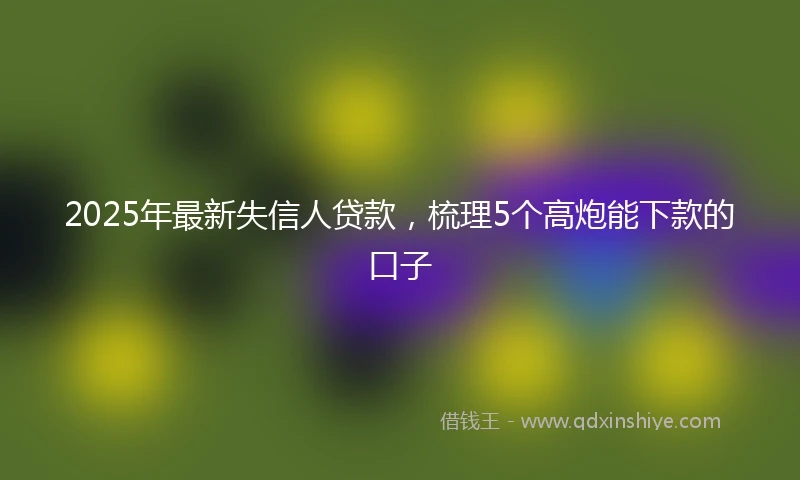 2025年最新失信人贷款，梳理5个高炮能下款的口子
