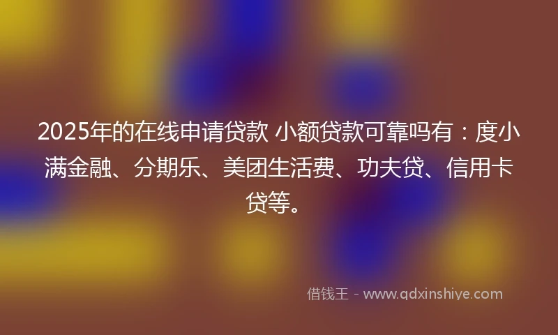 2025年的在线申请贷款 小额贷款可靠吗有：度小满金融、分期乐、美团生活费、功夫贷、信用卡贷等。