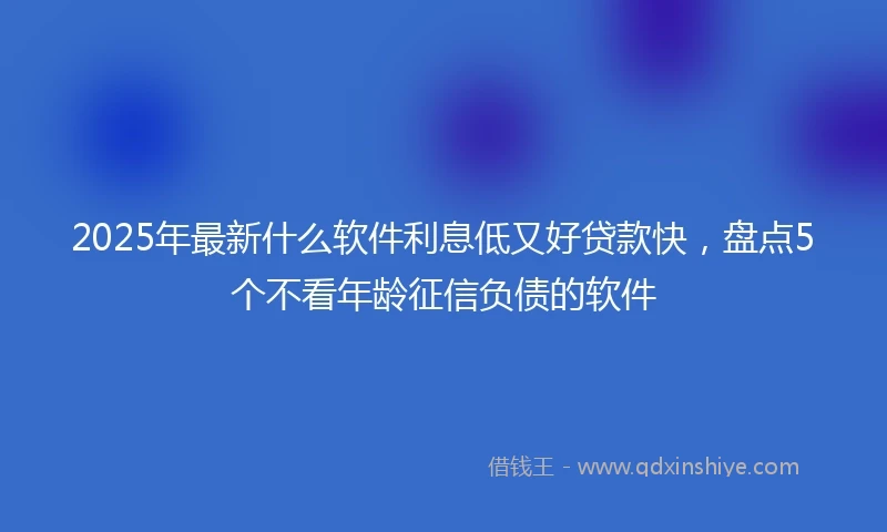 2025年最新什么软件利息低又好贷款快，盘点5个不看年龄征信负债的软件