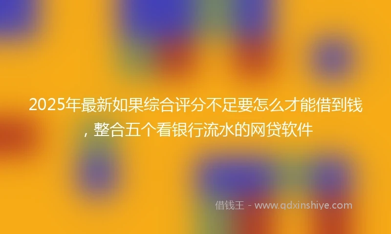 2025年最新如果综合评分不足要怎么才能借到钱，整合五个看银行流水的网贷软件