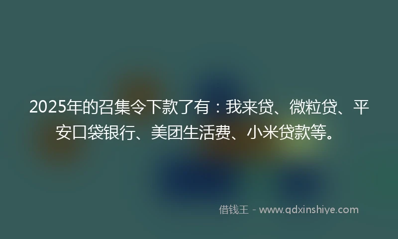 2025年的召集令下款了有：我来贷、微粒贷、平安口袋银行、美团生活费、小米贷款等。
