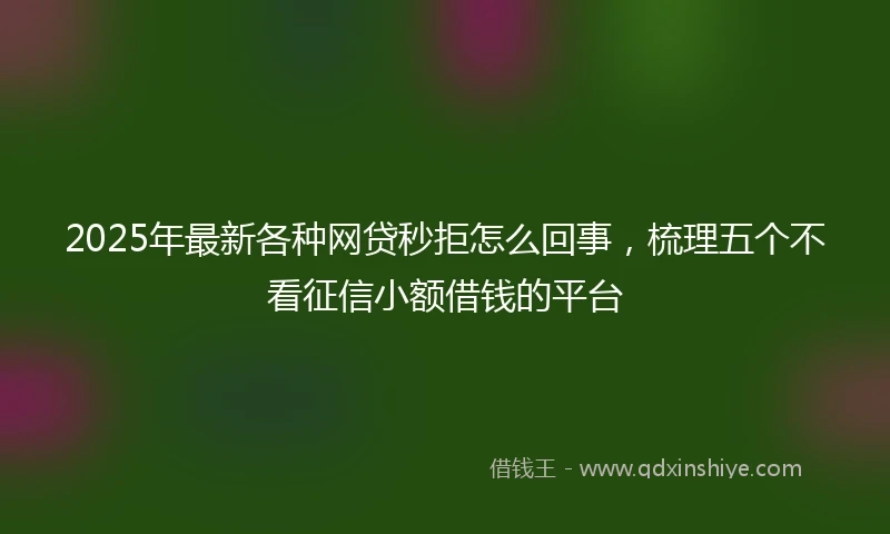 2025年最新各种网贷秒拒怎么回事，梳理五个不看征信小额借钱的平台