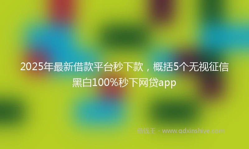 2025年最新借款平台秒下款，概括5个无视征信黑白100%秒下网贷app