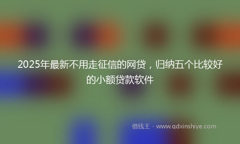 2025年最新不用走征信的网贷，归纳五个比较好的小额贷款软件