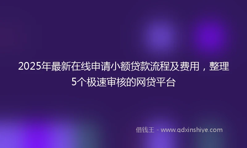 2025年最新在线申请小额贷款流程及费用，整理5个极速审核的网贷平台