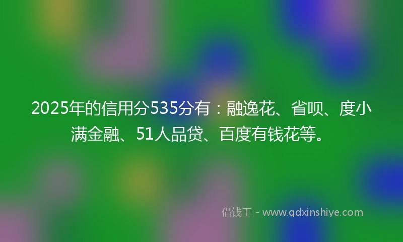 2025年的信用分535分有：融逸花、省呗、度小满金融、51人品贷、百度有钱花等。