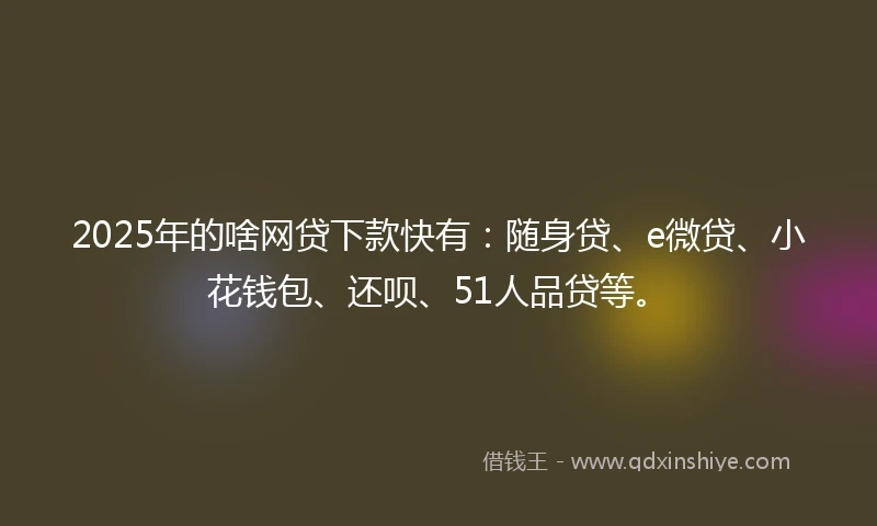 2025年的啥网贷下款快有:随身贷、e微贷、小花钱包、还呗、51人品贷等。