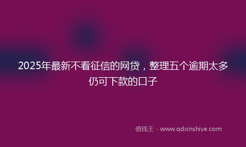 2025年最新不看征信的网贷，整理五个逾期太多仍可下款的口子