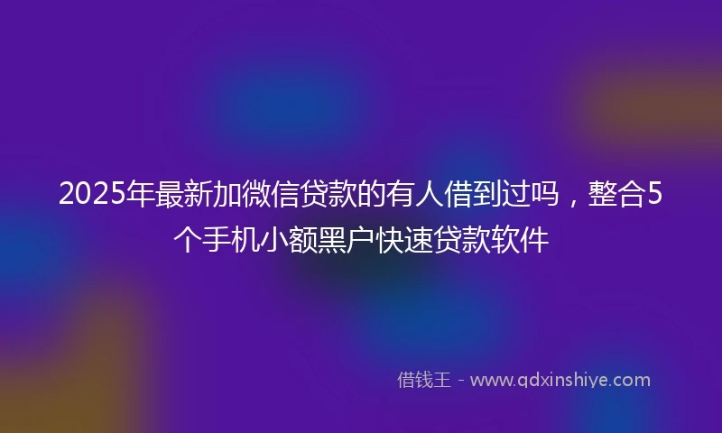 2025年最新加微信贷款的有人借到过吗，整合5个手机小额黑户快速贷款软件