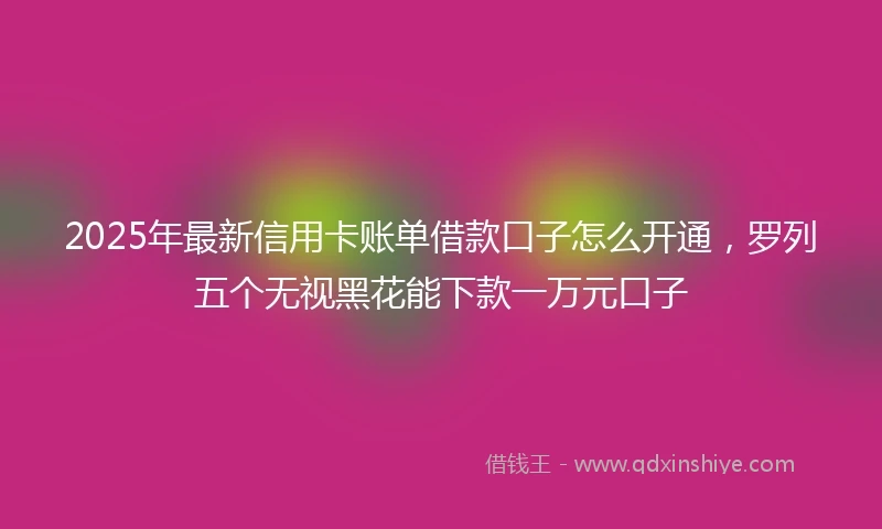 2025年最新信用卡账单借款口子怎么开通，罗列五个无视黑花能下款一万元口子