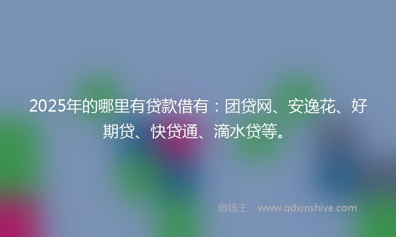 2025年的哪里有贷款借有：团贷网、安逸花、好期贷、快贷通、滴水贷等。