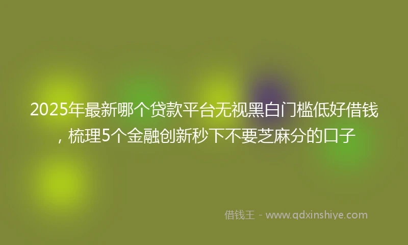 2025年最新哪个贷款平台无视黑白门槛低好借钱，梳理5个金融创新秒下不要芝麻分的口子