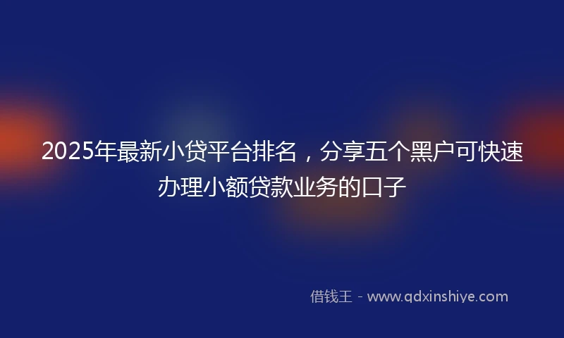 2025年最新小贷平台排名，分享五个黑户可快速办理小额贷款业务的口子