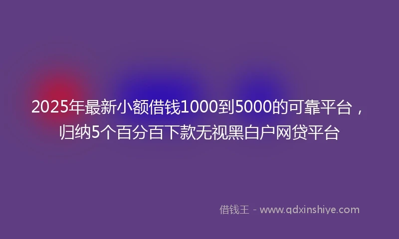 2025年最新小额借钱1000到5000的可靠平台，归纳5个百分百下款无视黑白户网贷平台