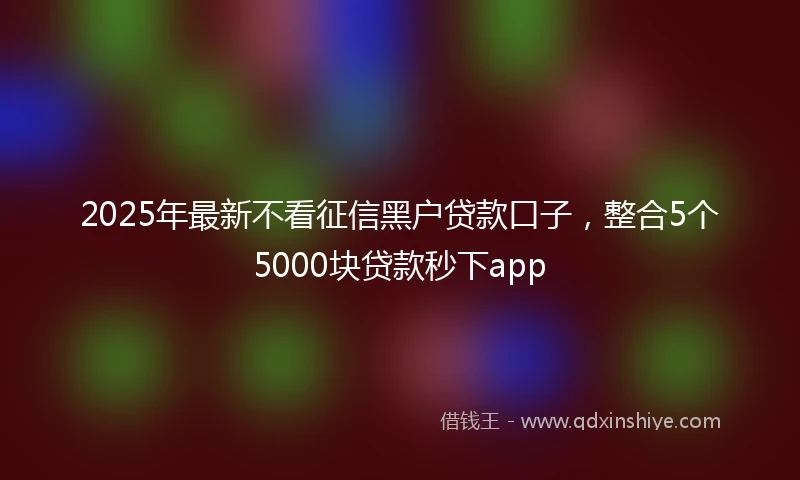 2025年最新不看征信黑户贷款口子，整合5个5000块贷款秒下app