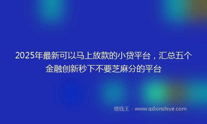 2025年最新可以马上放款的小贷平台，汇总五个金融创新秒下不要芝麻分的平台