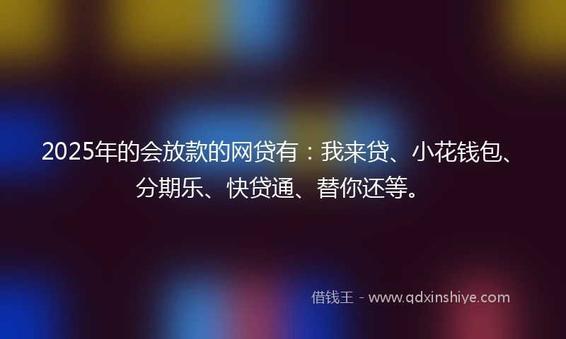 2025年的会放款的网贷有：我来贷、小花钱包、分期乐、快贷通、替你还等。
