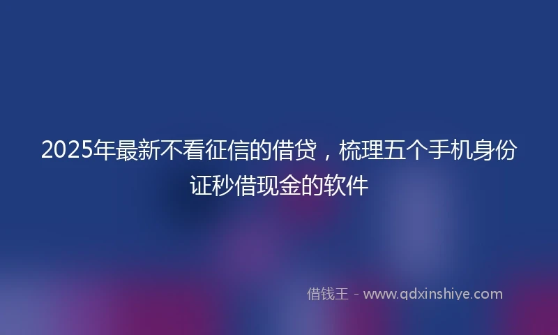 2025年最新不看征信的借贷，梳理五个手机身份证秒借现金的软件