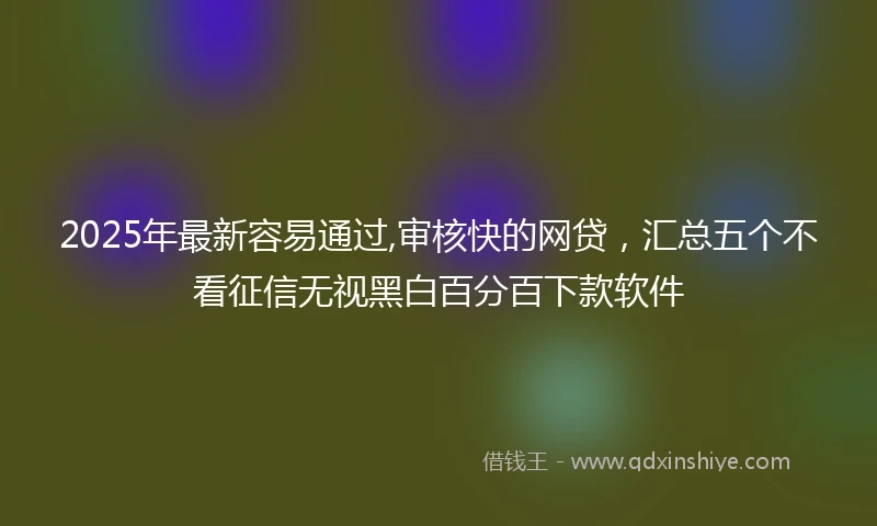 2025年最新容易通过,审核快的网贷，汇总五个不看征信无视黑白百分百下款软件