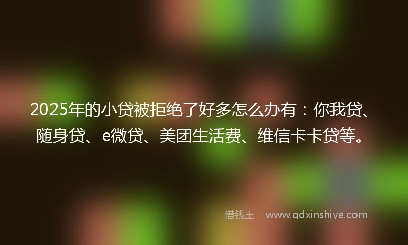 2025年的小贷被拒绝了好多怎么办有：你我贷、随身贷、e微贷、美团生活费、维信卡卡贷等。