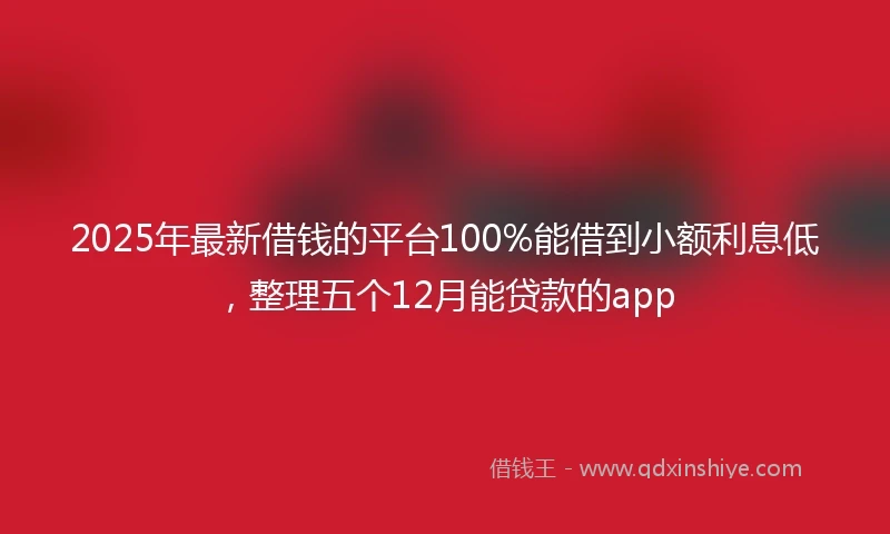 2025年最新借钱的平台100%能借到小额利息低，整理五个12月能贷款的app
