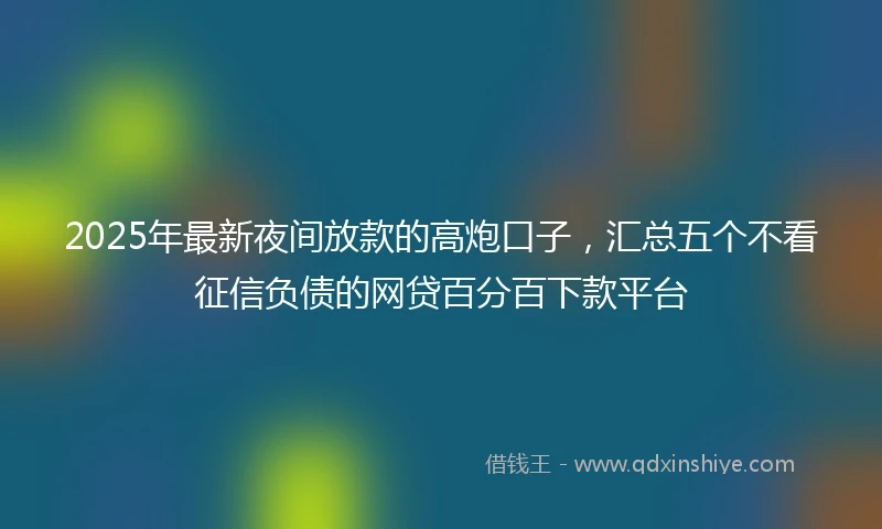 2025年最新夜间放款的高炮口子，汇总五个不看征信负债的网贷百分百下款平台
