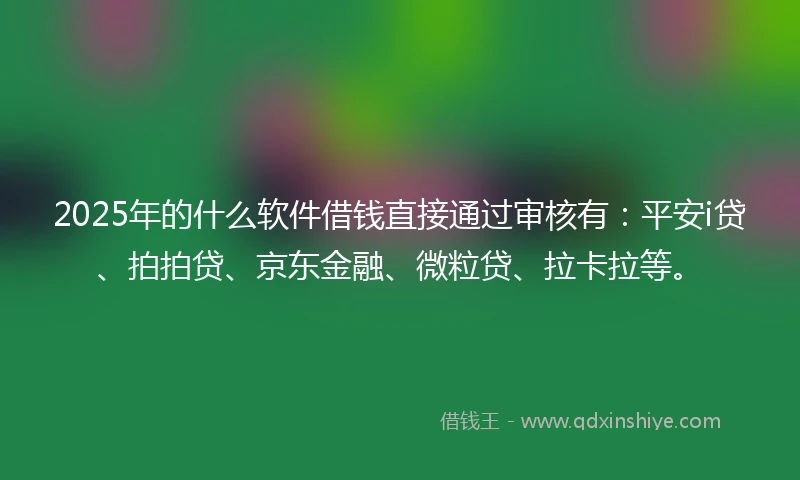 2025年的什么软件借钱直接通过审核有：平安i贷、拍拍贷、京东金融、微粒贷、拉卡拉等。