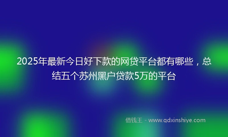 2025年最新今日好下款的网贷平台都有哪些，总结五个苏州黑户贷款5万的平台