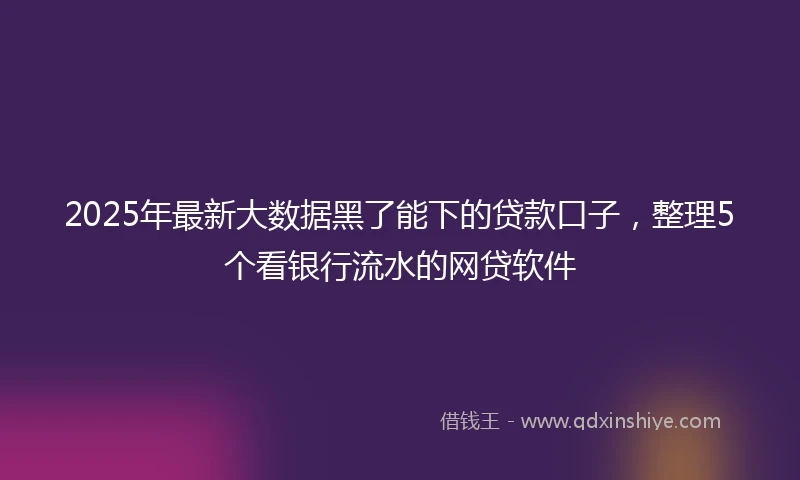 2025年最新大数据黑了能下的贷款口子,整理5个看银行流水的网贷软件