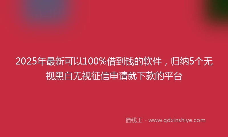 2025年最新可以100%借到钱的软件，归纳5个无视黑白无视征信申请就下款的平台
