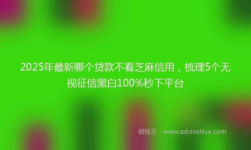 2025年最新哪个贷款不看芝麻信用，梳理5个无视征信黑白100%秒下平台