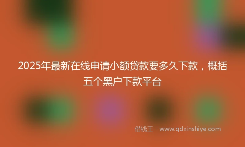 2025年最新在线申请小额贷款要多久下款,概括五个黑户下款平台