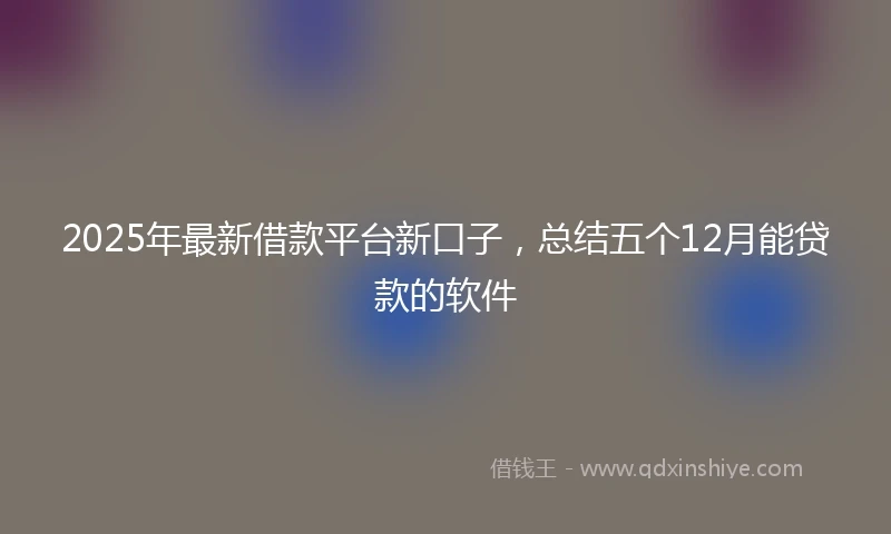 2025年最新借款平台新口子，总结五个12月能贷款的软件